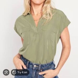 Green Old Navy utility blouse
